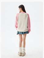MEDM Color-Blocked Raglan Sleeve Knit Sweater