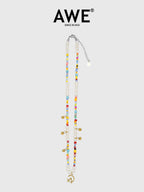 AWE AE Word Charm Color Beaded Pearl Necklace