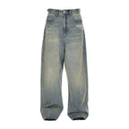 STEEPC Washed Vintage Pockets Deconstructed Baggy Jeans
