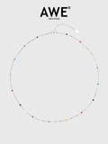AWE Rainbow Bean Silver Beaded Chain Necklace