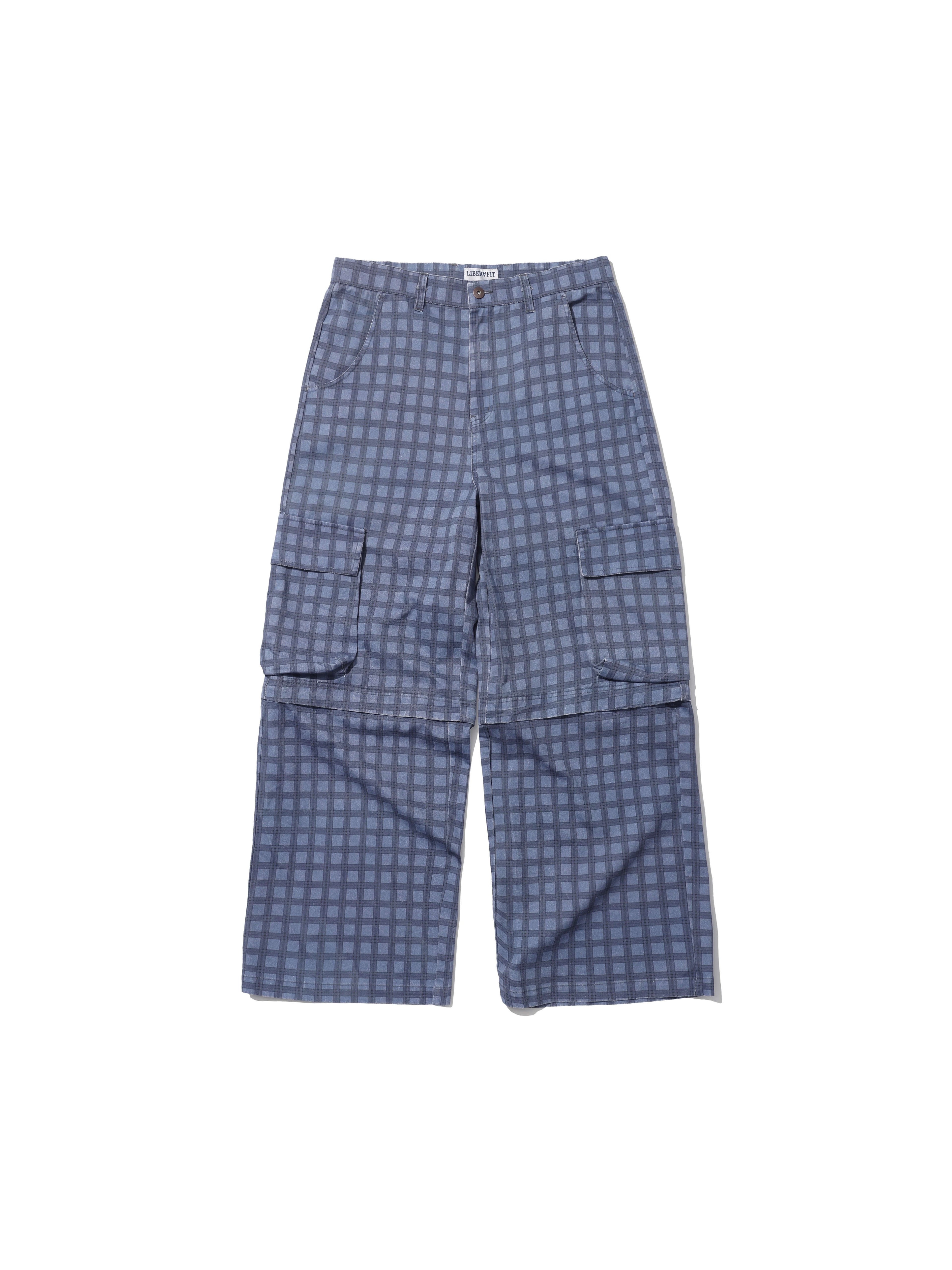 LIBERAFIT Checkered 3D Patch Pocket Zip Off Cargo Pants