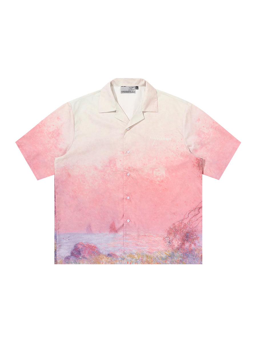 Harsh and Cruel Forest Sunset Full Print Cuban Shirt