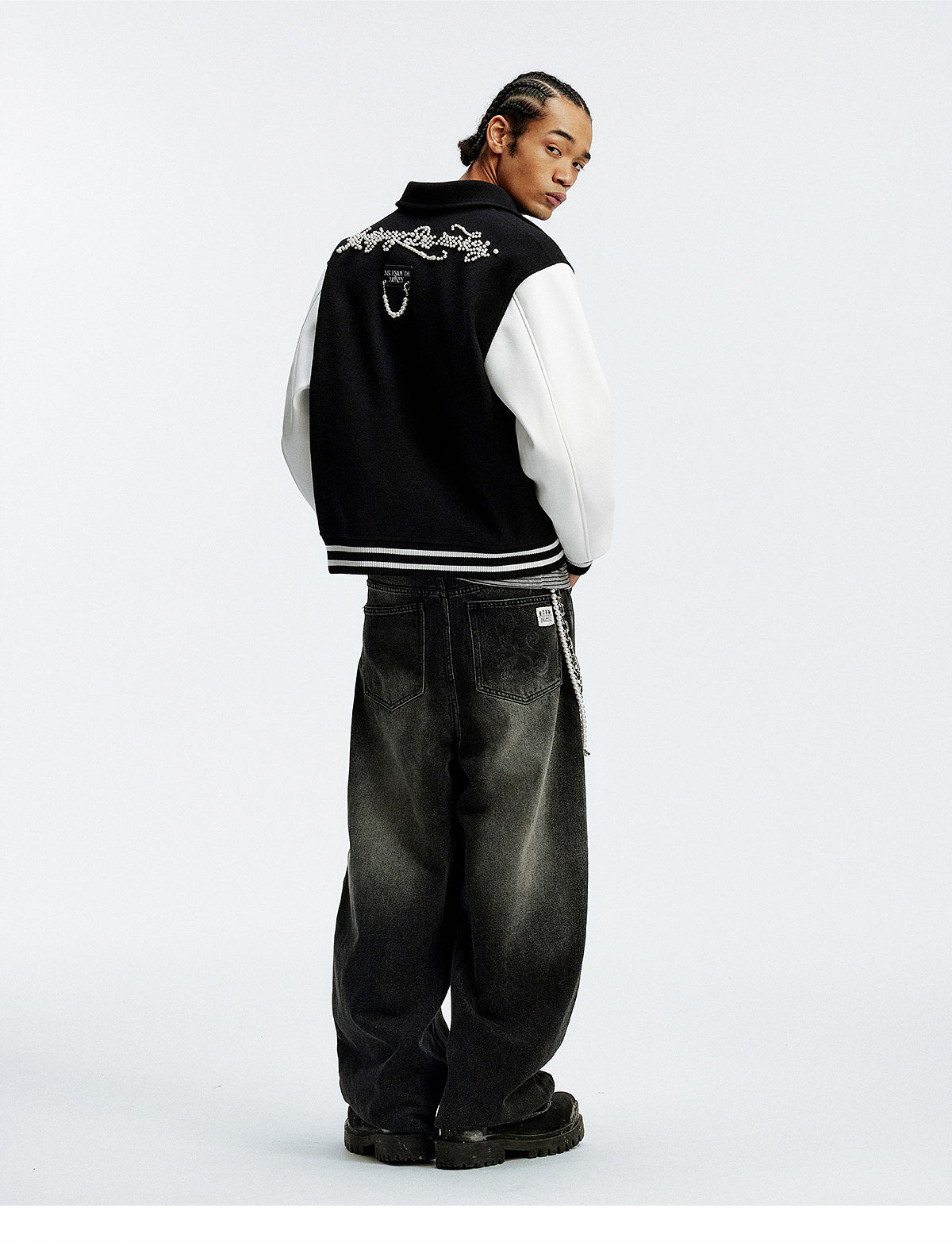 MEDM Pearl Logo Color Block Varsity Jacket