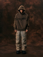 1807 Arranged Printed Washed Hoodie