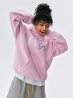 MEDM Logo Print and Embroidered Lettering Hoodie