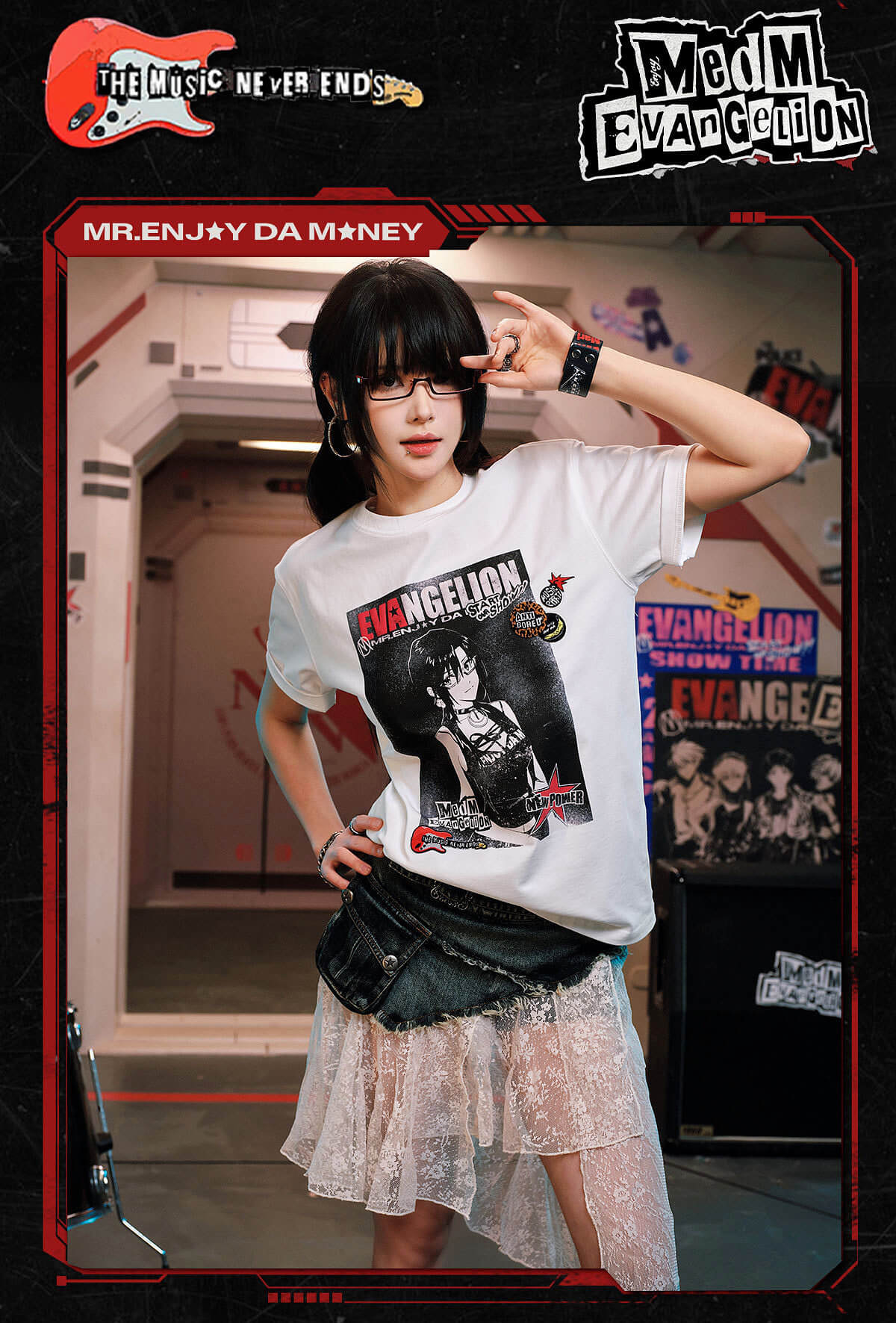 MEDM x EVA NEVER END Vintage Character Poster Print Tee