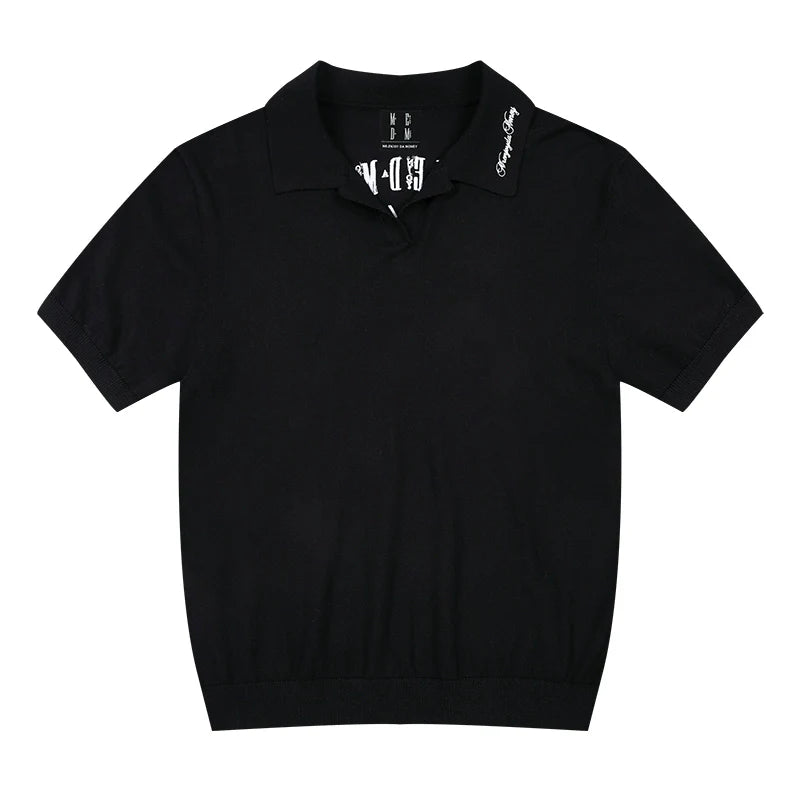 MEDM Handwriting Embroidery Knit Polo