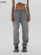 JHYQ Washed Logo Embroidery Denim Jeans
