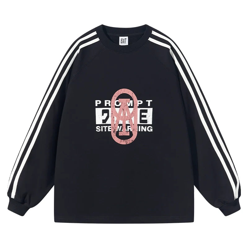 BLIND NO PLAN Sports Contrast Stitching Print Sweatshirt