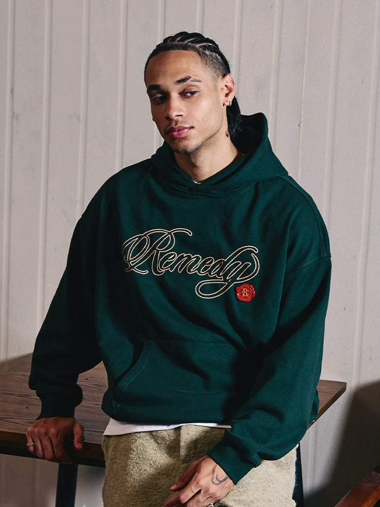 Remedy Metal Wax Seal 3D Logo Embroidered Hoodie