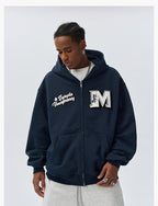 MEDM Towel Applique Embroidery Zip-Up Hoodie
