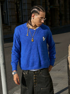 STEEPC Wool Blend Heart Patch Knit Sweater