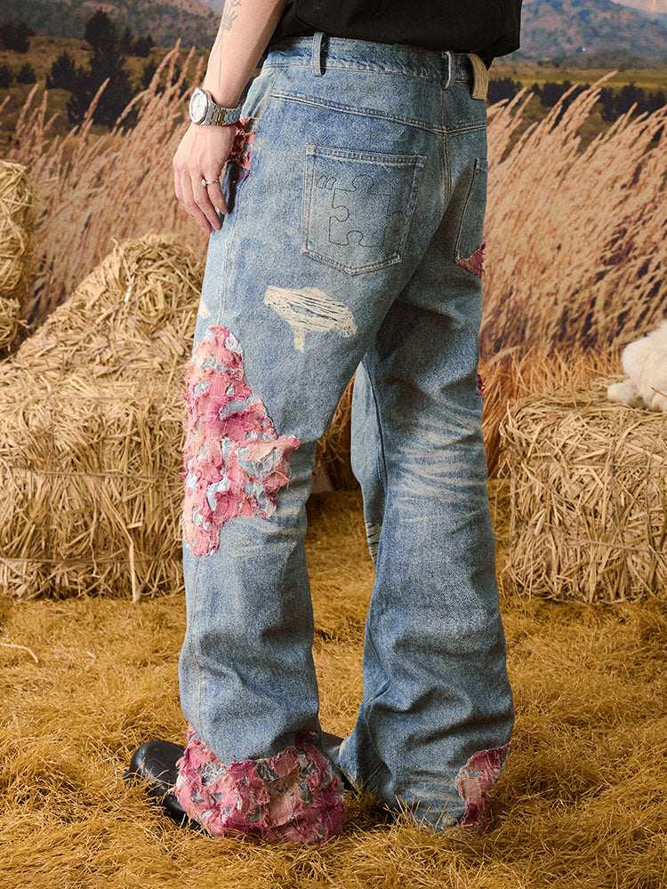 YADcrew Evening Lace Print Denim Jeans