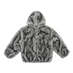 1807 Eco Faux Fur Digital Print Hooded Jacket