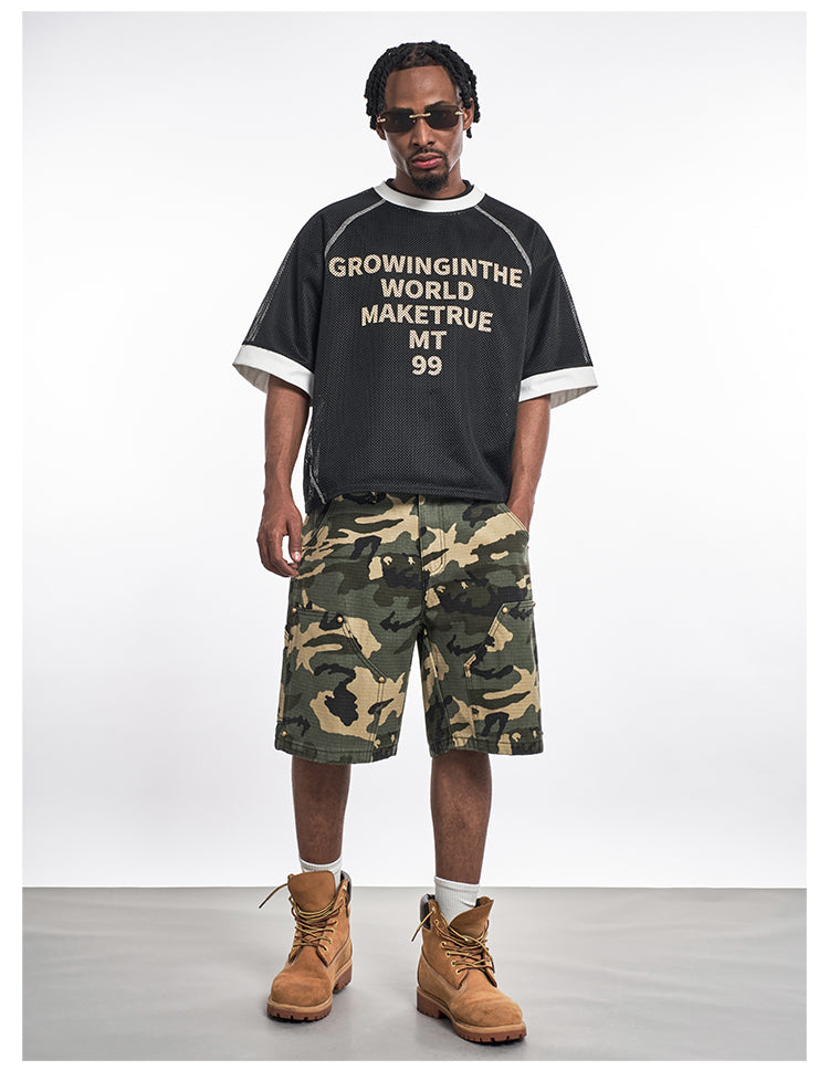 F3F Select Ripstop Double Knee Camouflage Studs Work Shorts