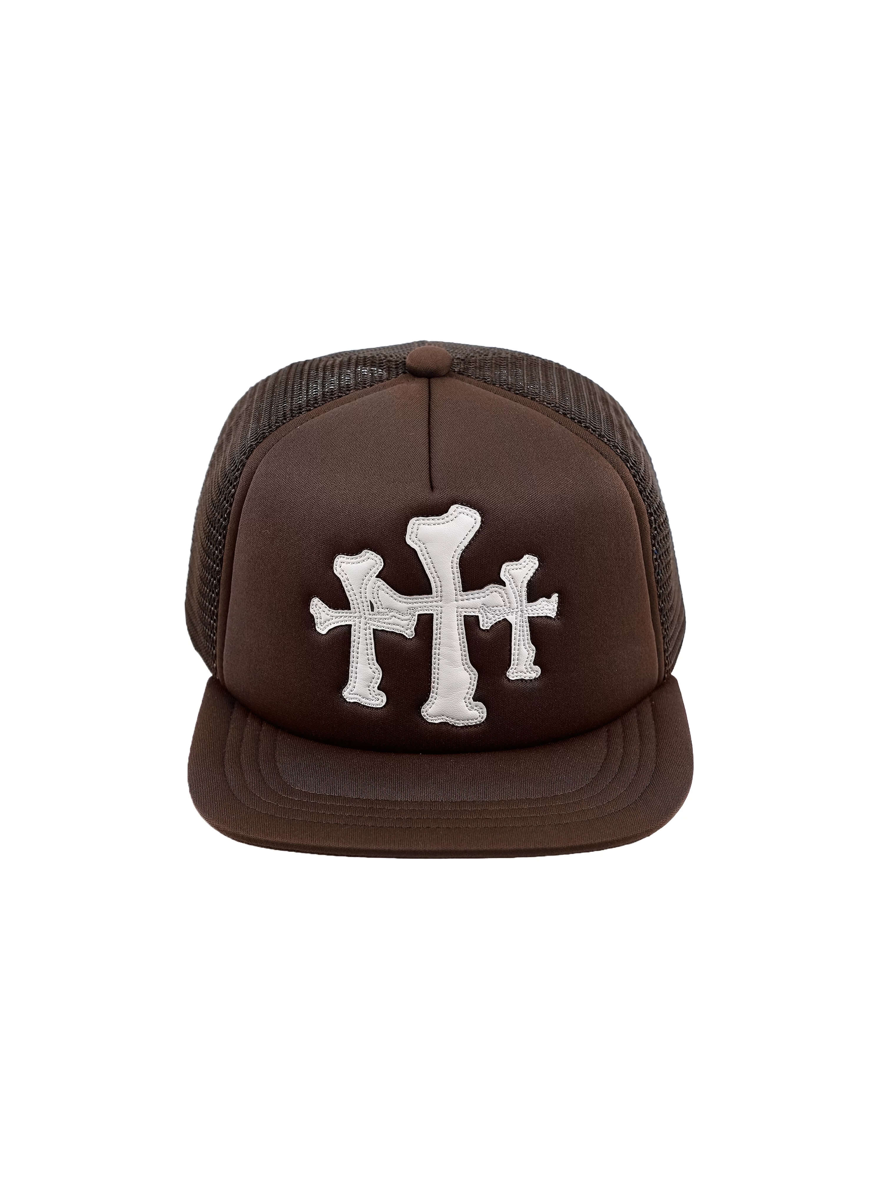 LIBERAFIT Crossbones Leather Patch Trucker Cap