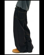 NOVACAM Yellow Stitch Baggy Jeans