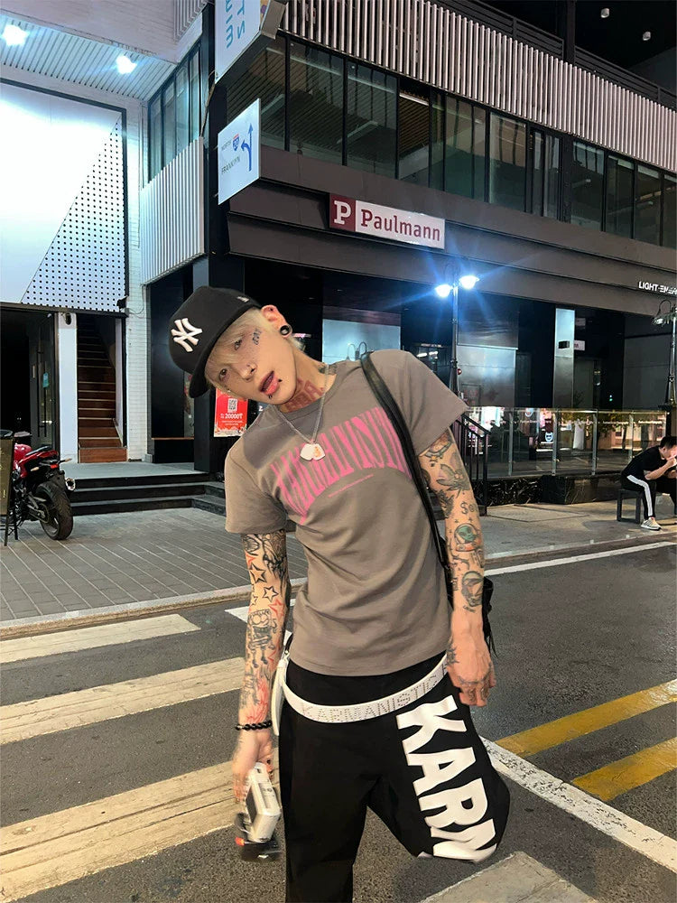 KARMANISTIC Letter Logo Print Slim Tee