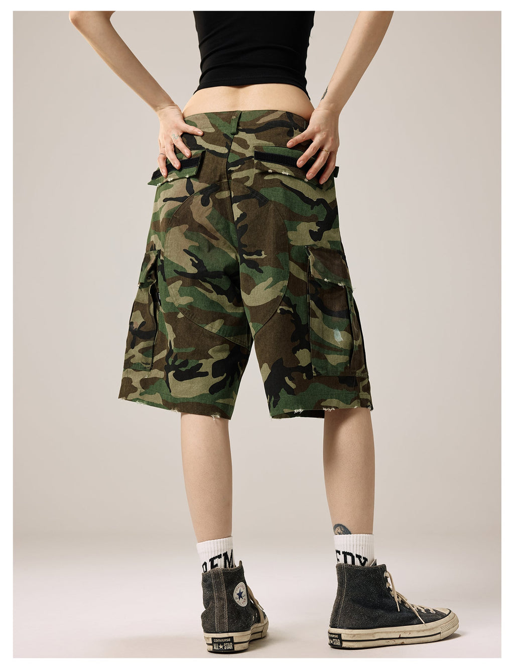 Remedy Paint Stained Camouflage Work Cargo Shorts