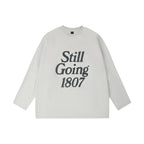 1807 Blurred Logo Print Distressed Long Sleeve Tee