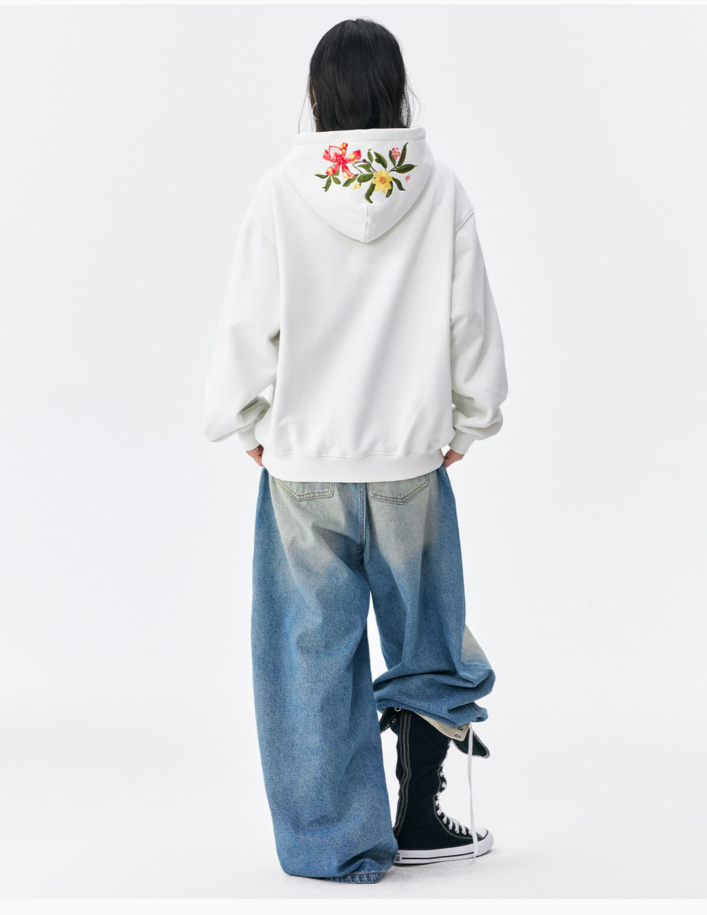 MEDM Colorful Floral Embroidered Hoodie