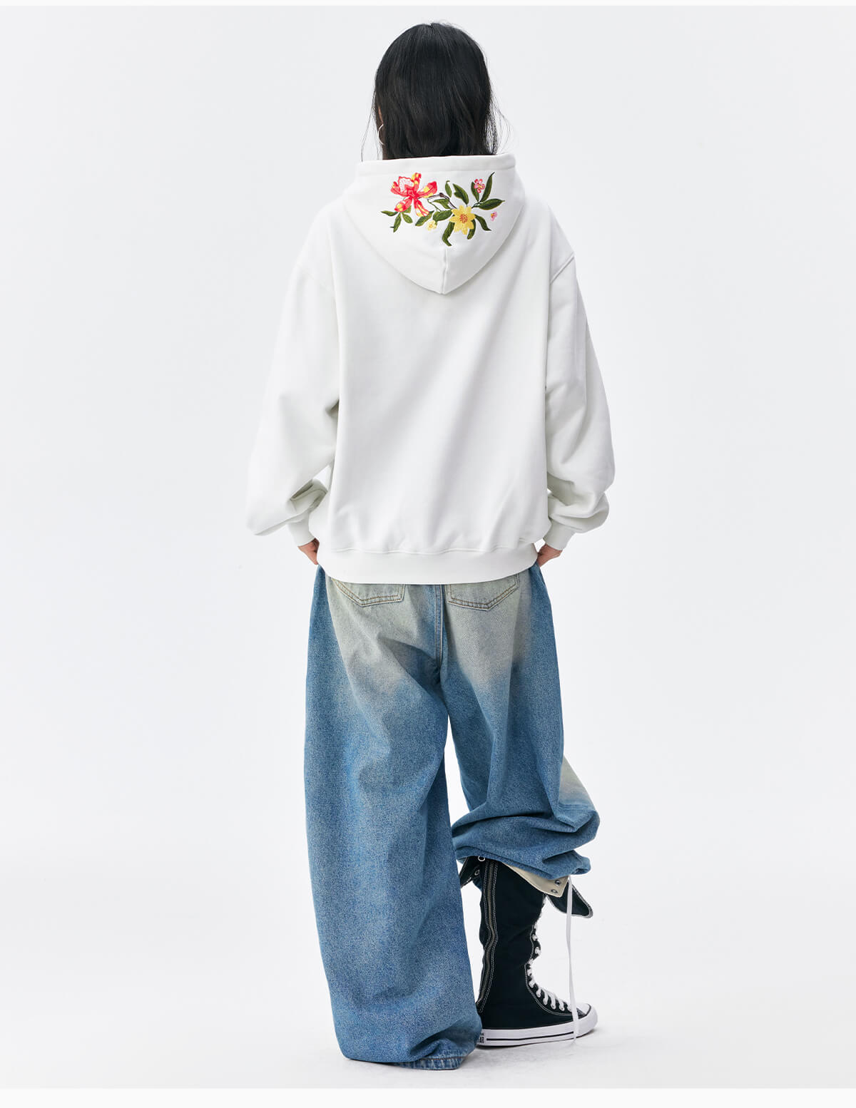 MEDM Colorful Floral Embroidered Hoodie