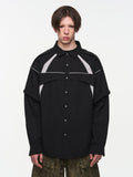 BLIND NO PLAN Detachable Textured Contrast Patchwork Shirt