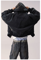 Remedy Embroidered Washed Hooded Bomber Jacket