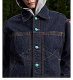 S45 Turquoise Button Denim Jacket