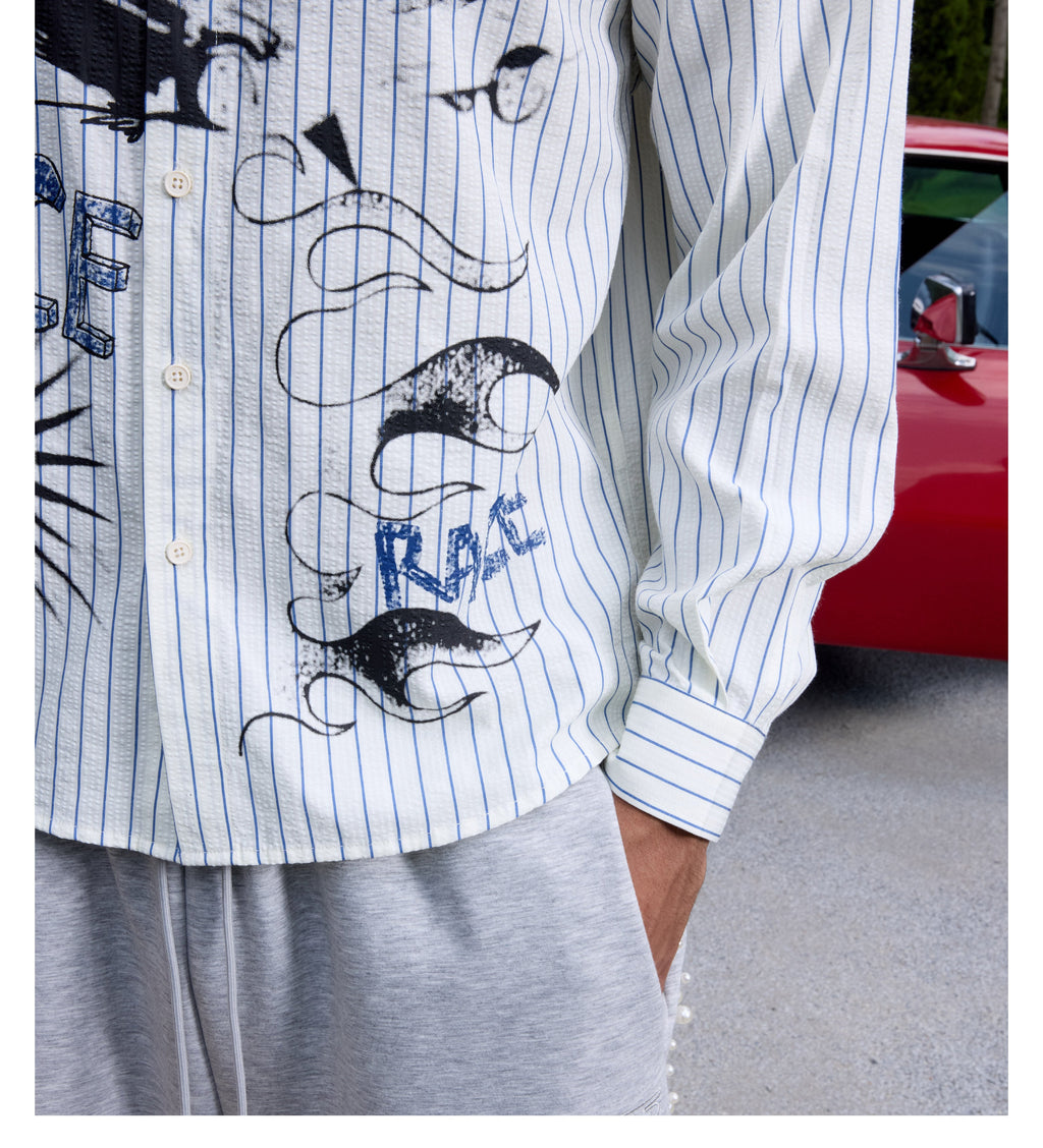 S45 Hand Painted Sports Car Stripe Long Sleeve Shirt