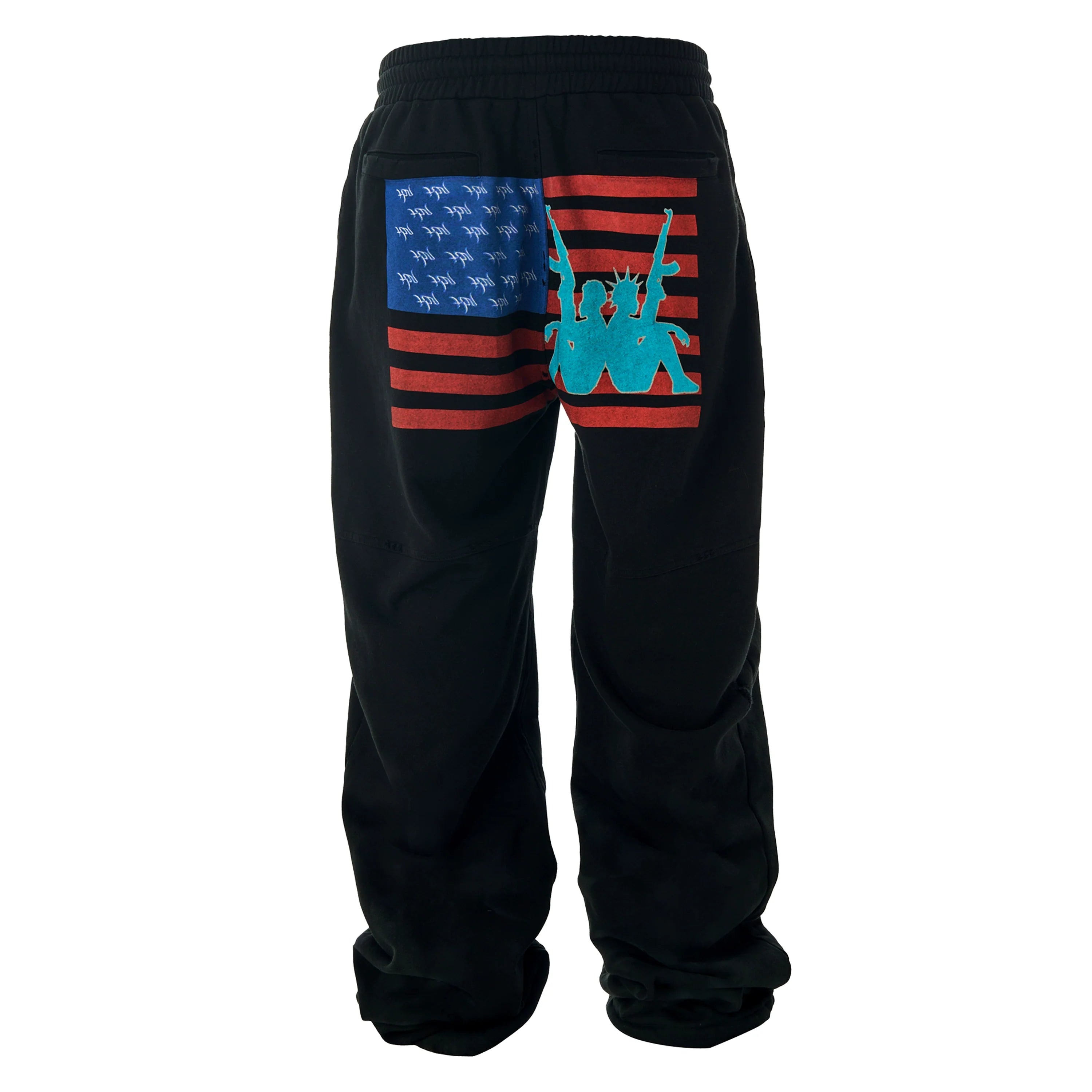 KARMANISTIC Distressed Flag Print Jogger Sweatpants