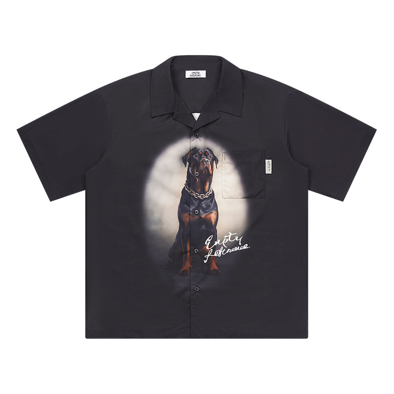 EMPTY REFERENCE Rottweiler Dog Print Short Sleeve Shirt