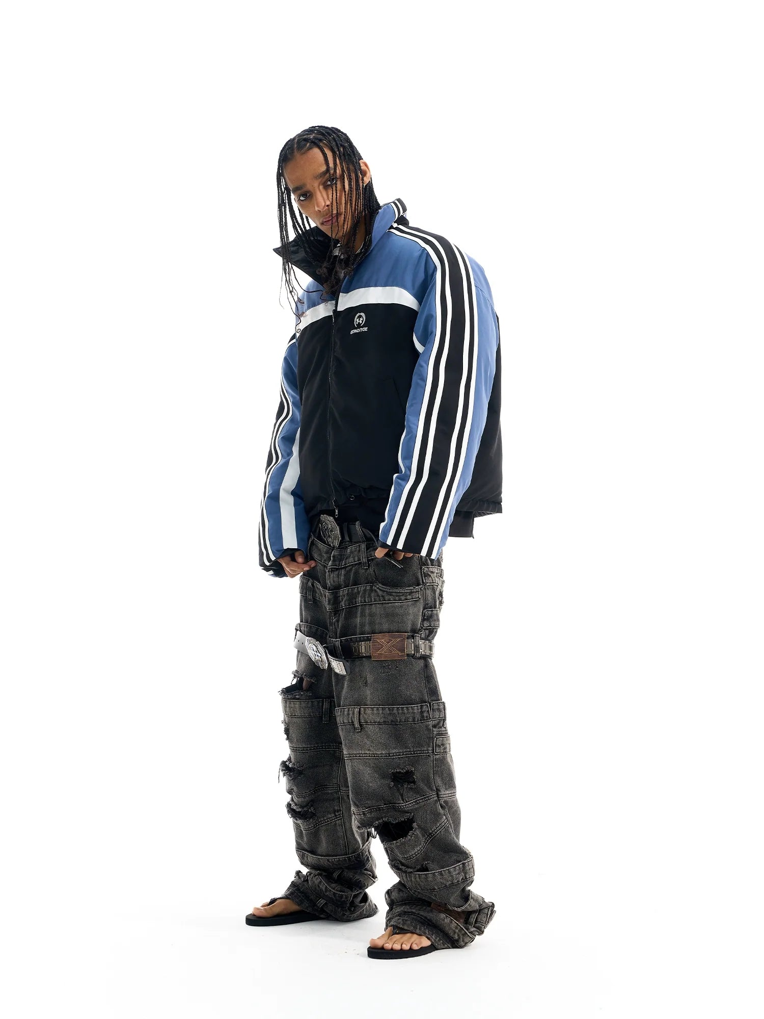 BLIND NO PLAN Reversible Sports Puffer Jacket