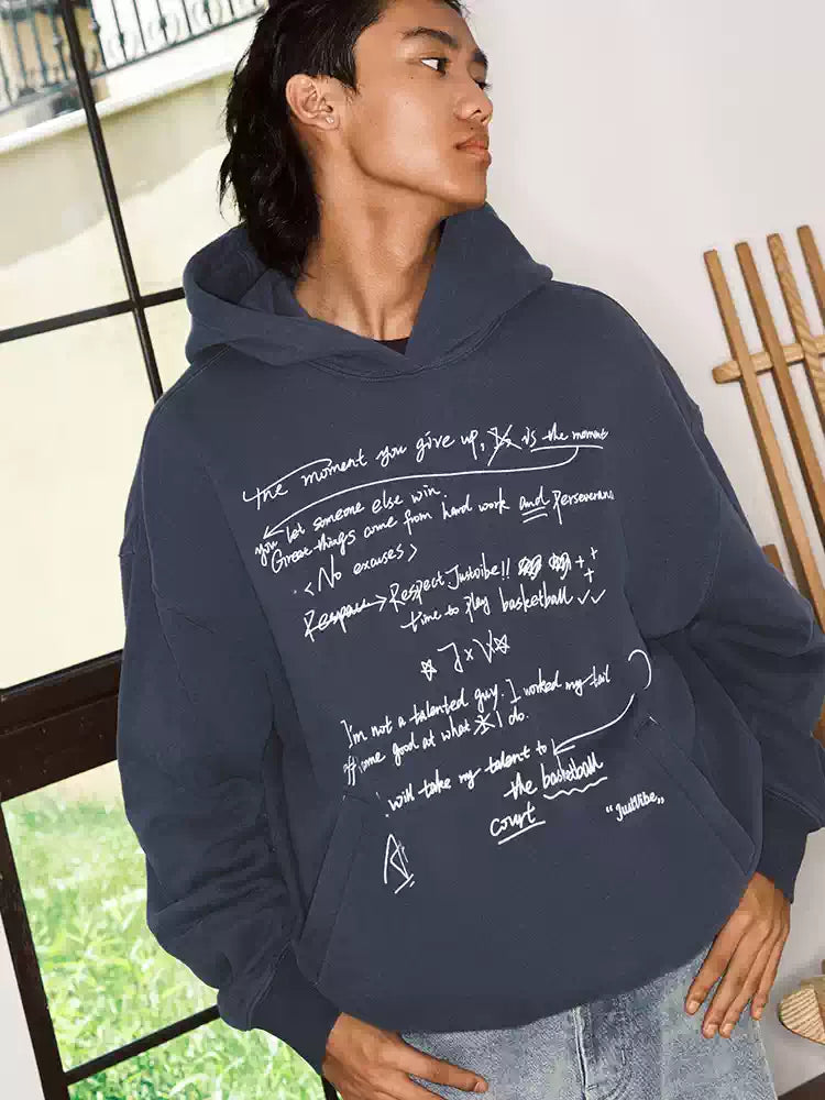 JUST VIBE Letter Print Hoodie
