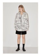 EMPTY REFERENCE Sketch Plaid Floral Print Long Sleeved Shirt