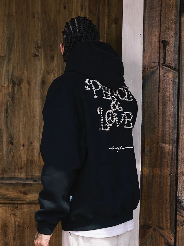 Remedy PEACE LOVE Pearl Embroidered Hoodie