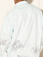 EMPTY REFERENCE Stripe Split Graffiti Printed Letter Long Sleeve Shirt