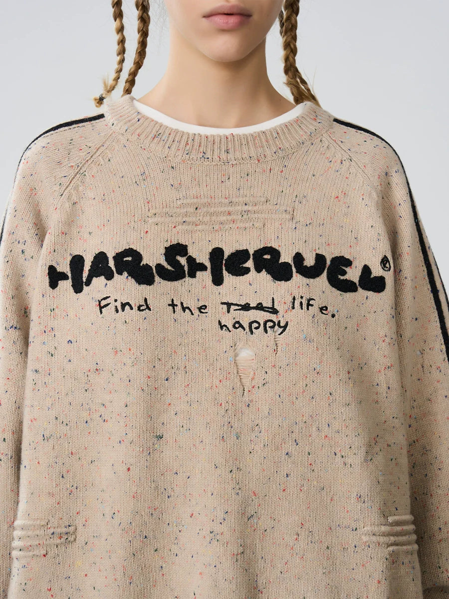 Harsh and Cruel Embroidered Knit Logo Sweater