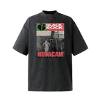 NOVACAM Vintage Rock Washed Black Stitch Tee