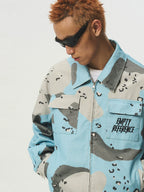 EMPTY REFERENCE Blue Camouflage Pockets Work Jacket
