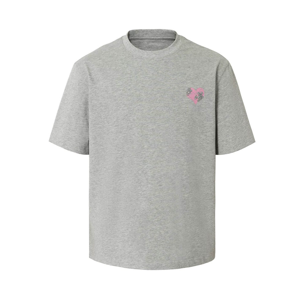 YADcrew Heart Puzzle Logo Print Rhinestone Tee