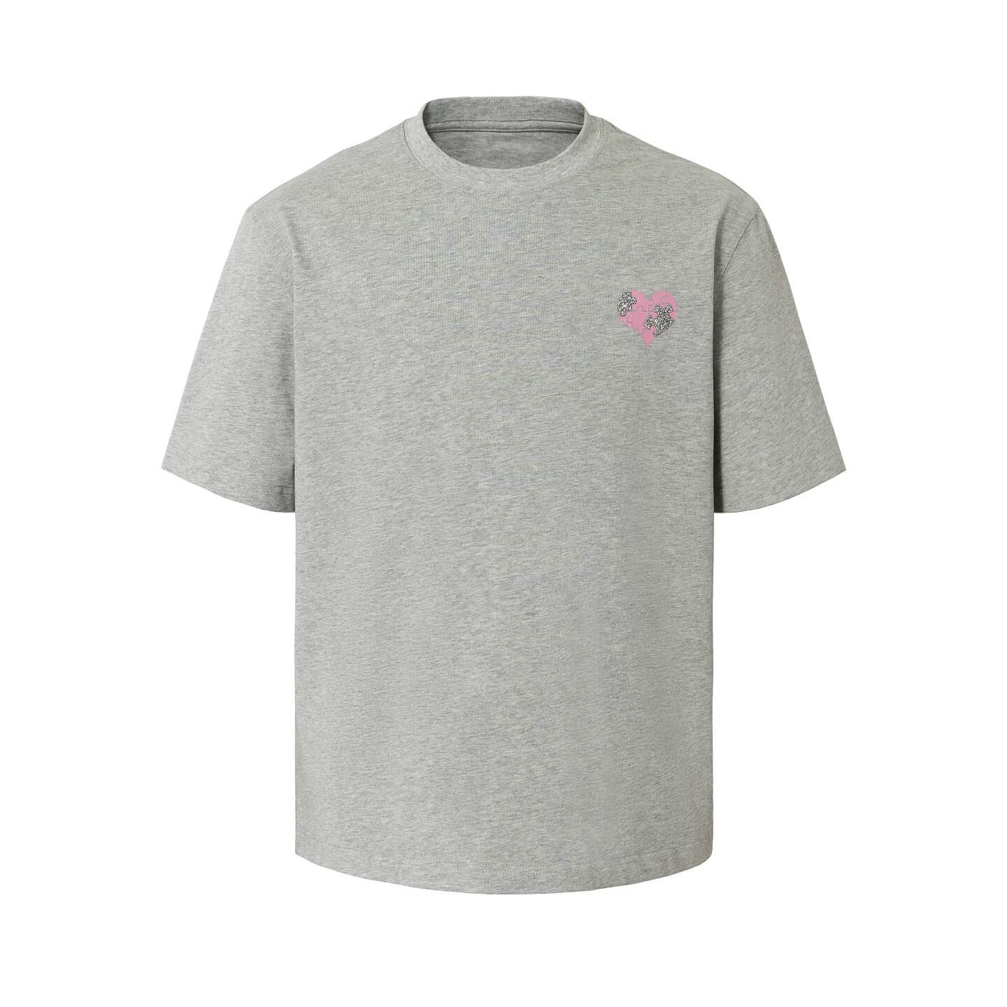 YADcrew Heart Puzzle Logo Print Rhinestone Tee
