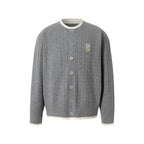 YADcrew Cable Knit Crew Neck Cardigan