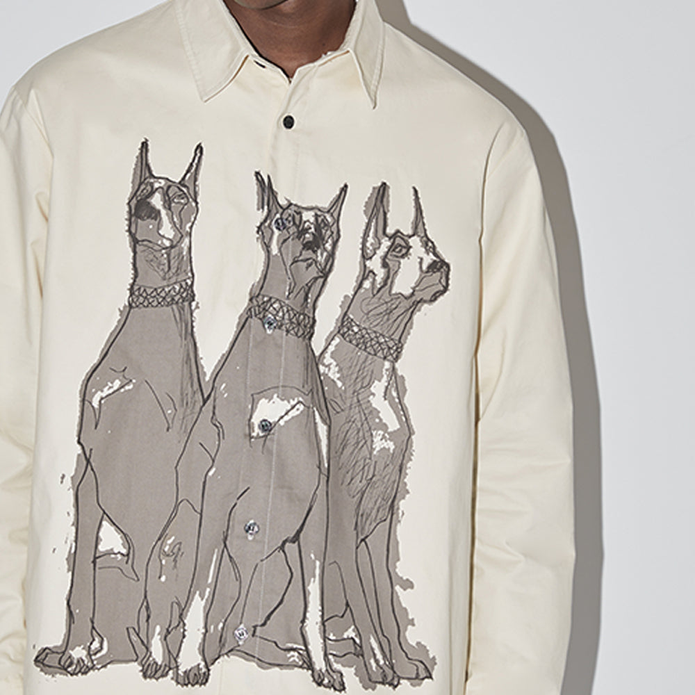 EMPTY REFERENCE Line Drawing Doberman Print Long Sleeved Shirt