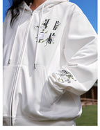 MEDM Flower Logo Embroidered Zip-Up Hoodie
