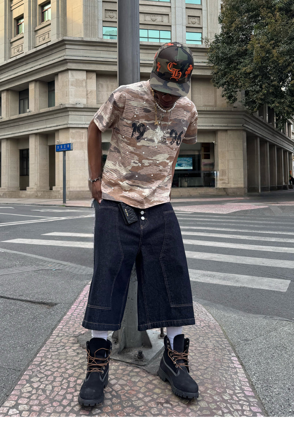STEEPC Aged Desert Camo Pearl Embellished Print Tee