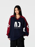 Achock Color Blocking V-Neck Sweatshirt