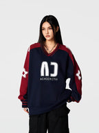 Achock Color Blocking V-Neck Sweatshirt