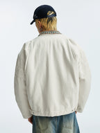 MEDM Ethnic Collar Patch Pocket Quilted Lined Work Jacket