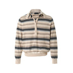STEEPC Layered Design Knit Striped Long Sleeve Polo